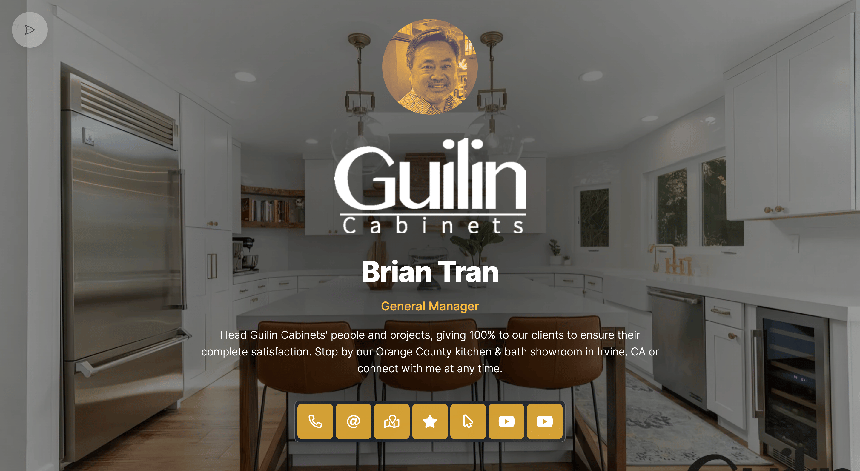 Digital business card for Brian Tran at Guilin Cabinets