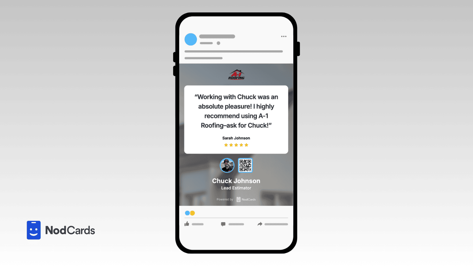 Share reviews on social media roofing company